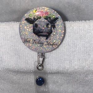 Glitter Cow Badge Reel